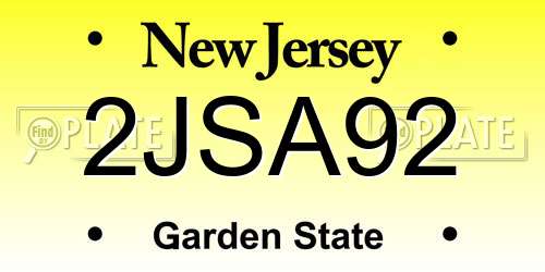 2JSA92 New Jersey License Plate