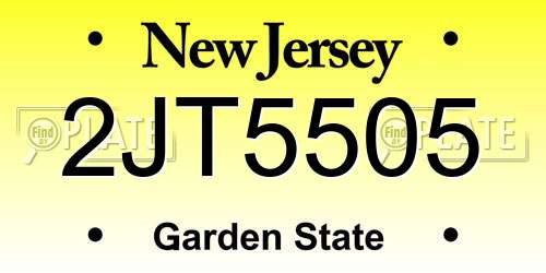 2JT5505 New Jersey License Plate