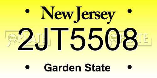 2JT5508 New Jersey License Plate