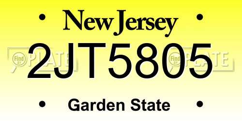 2JT5805 New Jersey License Plate