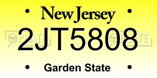 2JT5808 New Jersey License Plate