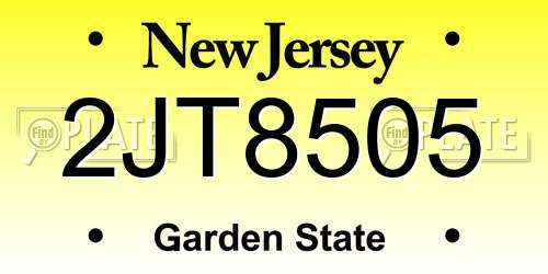 2JT8505 New Jersey License Plate