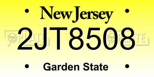 2JT8508 New Jersey License Plate