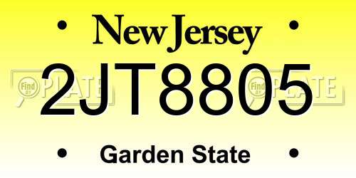 2JT8805 New Jersey License Plate