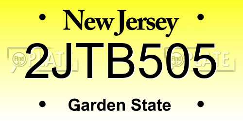 2JTB505 New Jersey License Plate