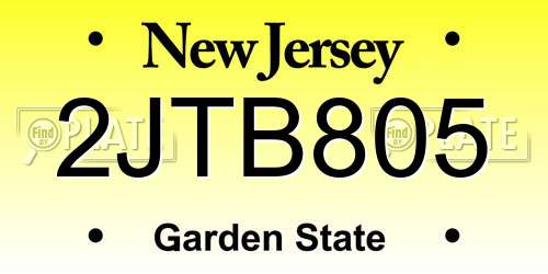 2JTB805 New Jersey License Plate