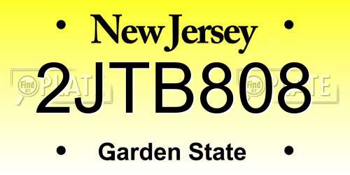 2JTB808 New Jersey License Plate