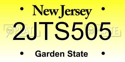 2JTS505 New Jersey License Plate