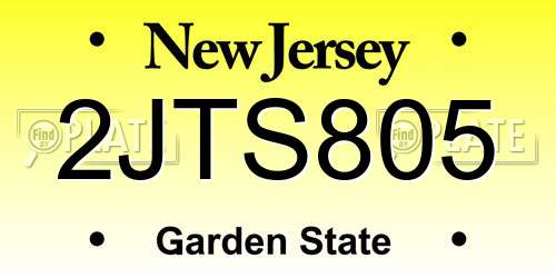 2JTS805 New Jersey License Plate