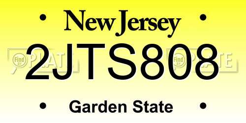 2JTS808 New Jersey License Plate
