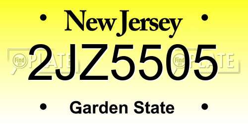 2JZ5505 New Jersey License Plate