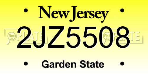 2JZ5508 New Jersey License Plate