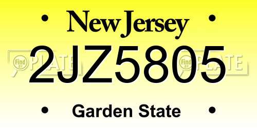 2JZ5805 New Jersey License Plate