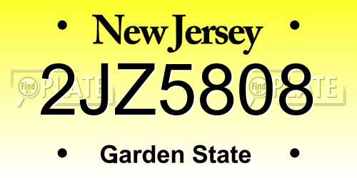 2JZ5808 New Jersey License Plate