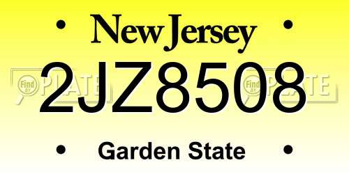 2JZ8508 New Jersey License Plate