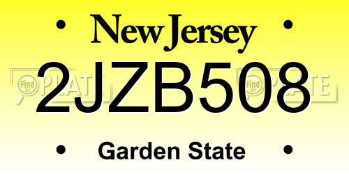 2JZB508 New Jersey License Plate