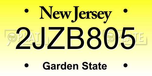 2JZB805 New Jersey License Plate