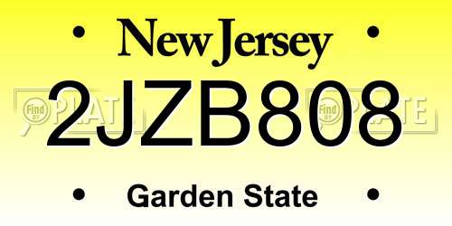 2JZB808 New Jersey License Plate