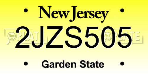 2JZS505 New Jersey License Plate