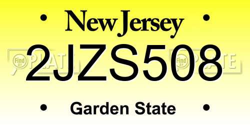 2JZS508 New Jersey License Plate