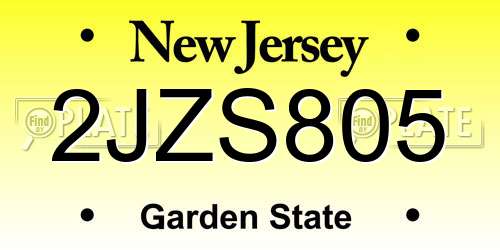 2JZS805 New Jersey License Plate