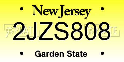 2JZS808 New Jersey License Plate