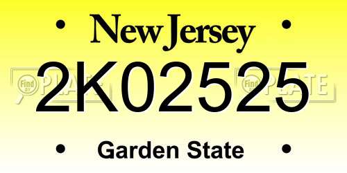 2K02525 New Jersey License Plate