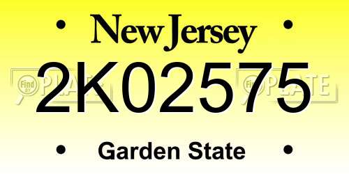 2K02575 New Jersey License Plate