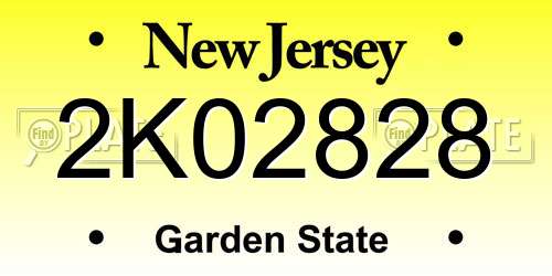 2K02828 New Jersey License Plate