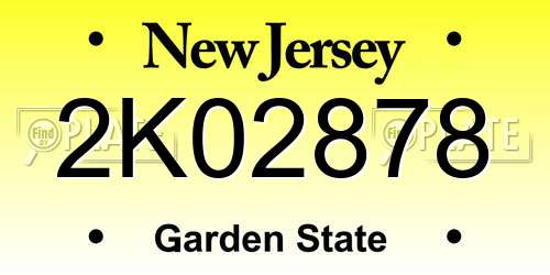 2K02878 New Jersey License Plate