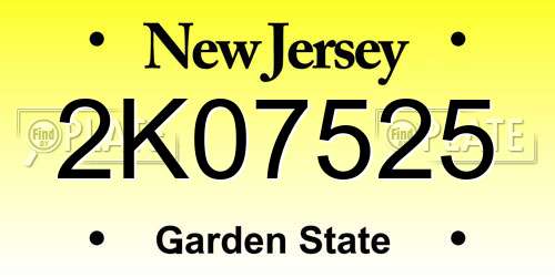 2K07525 New Jersey License Plate