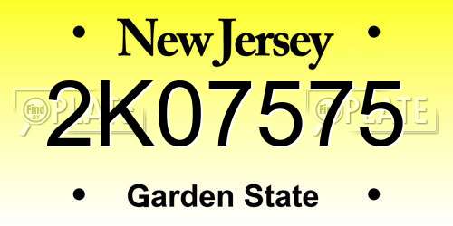 2K07575 New Jersey License Plate