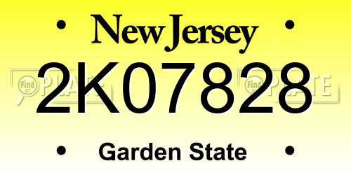 2K07828 New Jersey License Plate