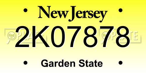 2K07878 New Jersey License Plate