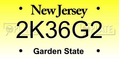 2K36G2 New Jersey License Plate