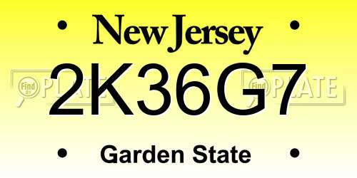 2K36G7 New Jersey License Plate