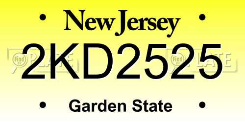 2KD2525 New Jersey License Plate