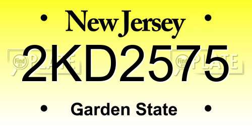 2KD2575 New Jersey License Plate
