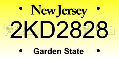 2KD2828 New Jersey License Plate