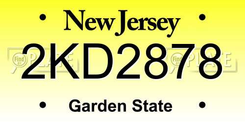 2KD2878 New Jersey License Plate