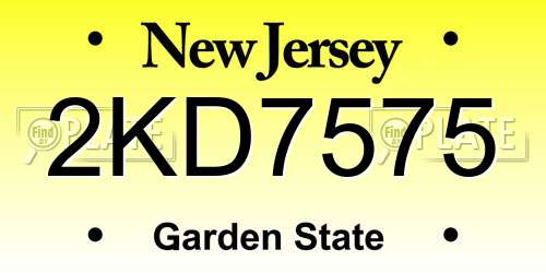 2KD7575 New Jersey License Plate