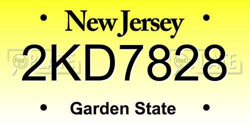 2KD7828 New Jersey License Plate