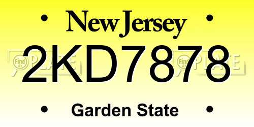 2KD7878 New Jersey License Plate