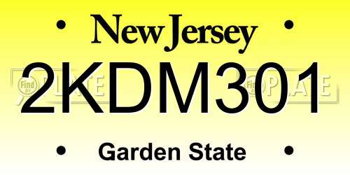 2KDM301 New Jersey License Plate