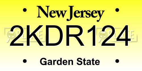 2KDR124 New Jersey License Plate