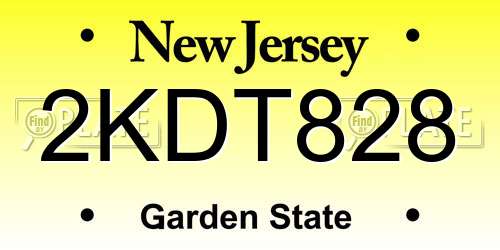 2KDT828 New Jersey License Plate