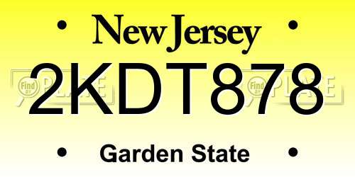 2KDT878 New Jersey License Plate