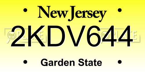 2KDV644 New Jersey License Plate