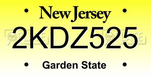 2KDZ525 New Jersey License Plate