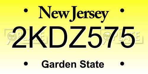 2KDZ575 New Jersey License Plate